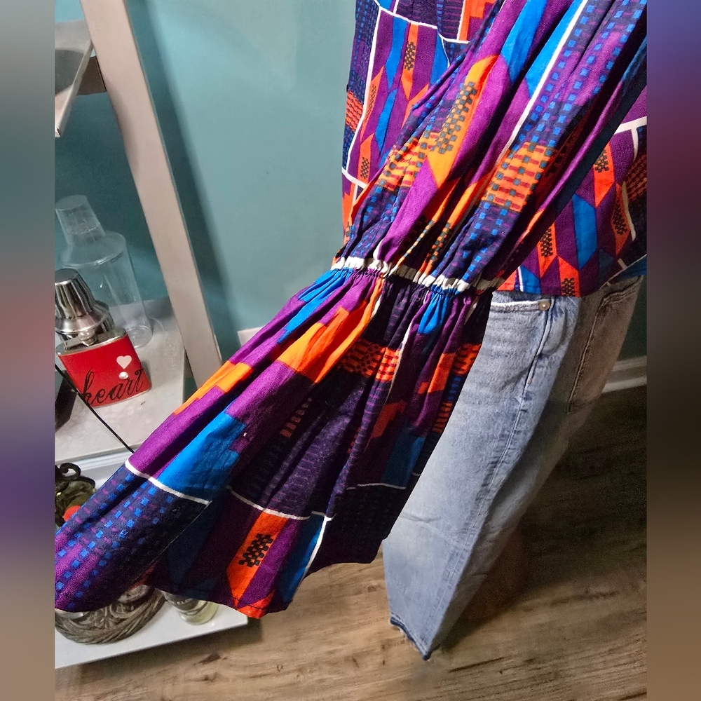 Colorful African Geometric Print Cotton Top - Picture 5 of 8